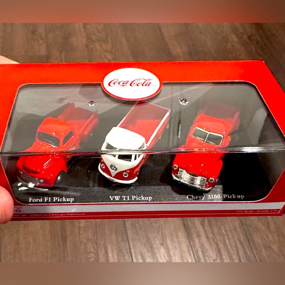 New Die-Cast Coca Cola Classic Pickup Set of Three - Motor City Classics